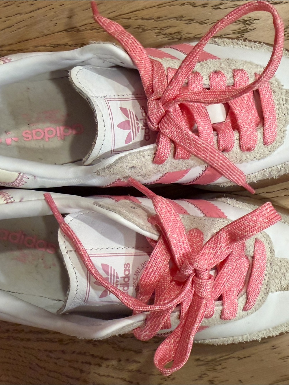 adidas White Leather Low-Top Sneakers with Pink Accent